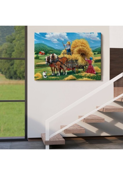 - At Arabasına Saman Yükleyen Köylüler Duvar TABLOSU-6531 indirimleri