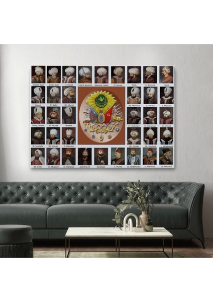 - Osmanlı Padişahlarının Tümü Dekoratif Duvar TABLOSU-6549