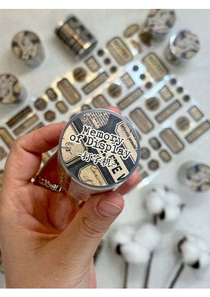 Memory Of Display Retro Siyah Renk Tek Tek Çıkartma Pul Washi Bant/sticker/çıkartma/bullet Journal/defter Süsleme