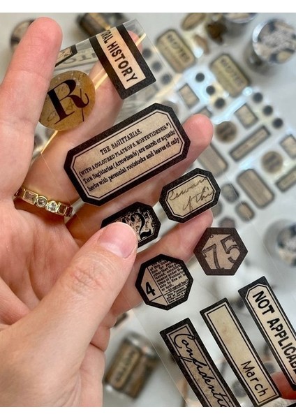 Memory Of Display Retro Siyah Renk Tek Tek Çıkartma Pul Washi Bant/sticker/çıkartma/bullet Journal/defter Süsleme