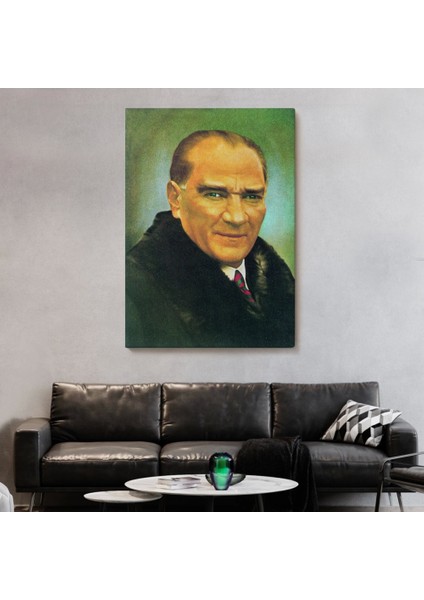 - Atatürk Portre Tablosu Mustafa Kemal Atatürk Dikdörtgen Dekoratif Kanvas Tablo-Cş-70