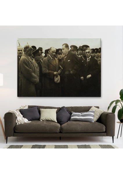 - Atatürk'ün Anadolu'yu Ziyareti Mustafa Kemal Atatürk Dikdörtgen Dekoratif Kanvas Tablo-Cü-74