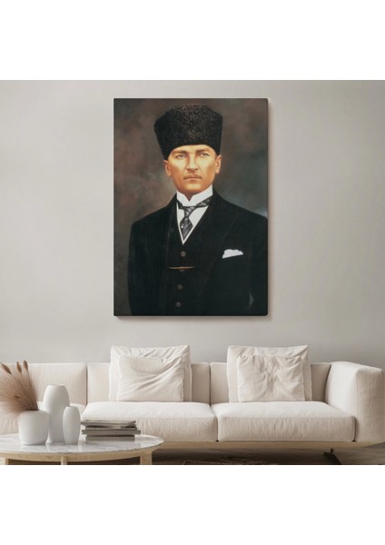 - Atatürk Portre Tablosu Mustafa Kemal Atatürk Dikdörtgen Dekoratif Kanvas Tablo-Cö-65
