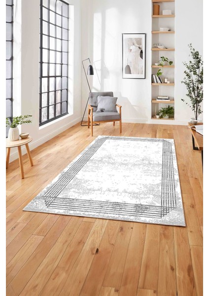 Çerçeveli Dijital Baskılı Yıkanabilir Kaymaz Yolluk Mutfak Salon Halısı, Çerçeveli-70-Gri, fırsatları