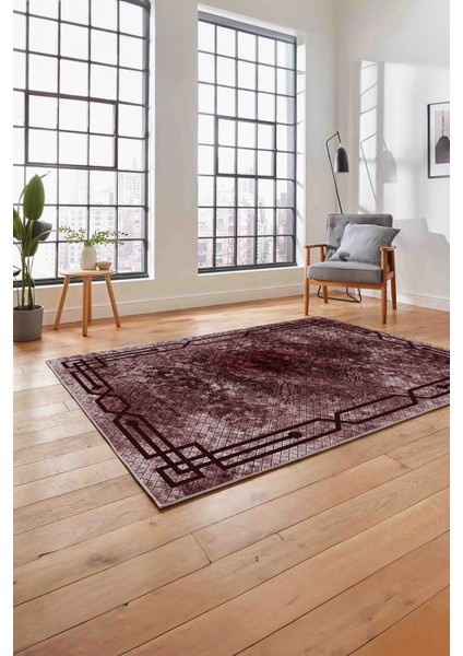 Çerçeveli Hitit Kesme Modelli Yıkanabilir Kaymaz Yolluk Mutfak Salon Halısı, Çerçeveli-63-Bordo, indirimleri
