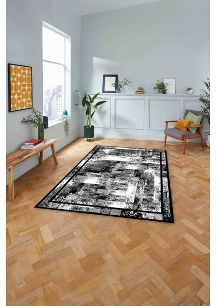 Çerçeveli Modern Dijital Baskılı Yıkanabilir Kaymaz Yolluk Mutfak Salon Halısı, Çerçeveli-77-Gri, modelleri