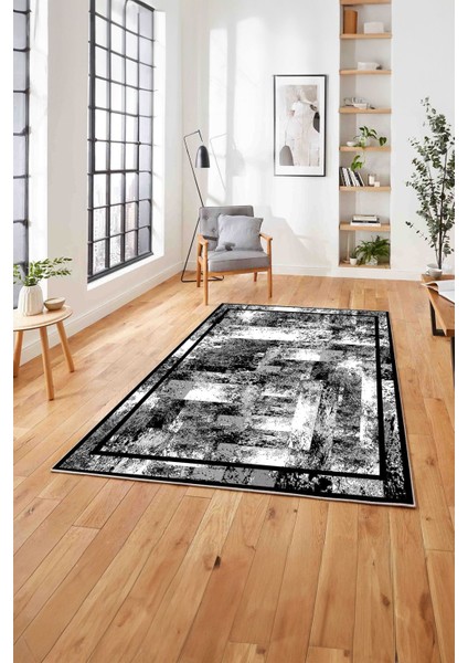 Çerçeveli Modern Dijital Baskılı Yıkanabilir Kaymaz Yolluk Mutfak Salon Halısı, Çerçeveli-77-Gri, fırsatları