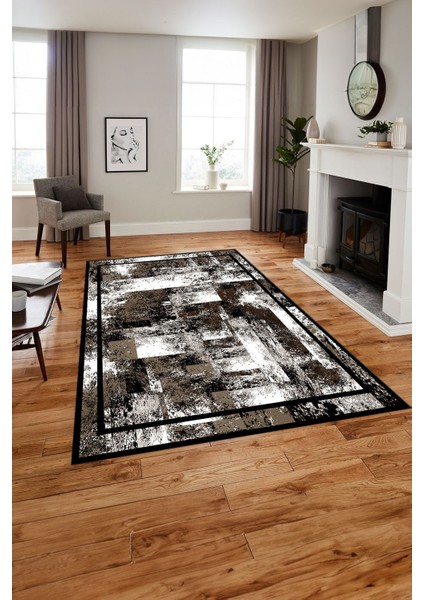 Çerçeveli Modern Dijital Baskılı Yıkanabilir Kaymaz Yolluk Mutfak Salon Halısı, Çerçeveli-77-Kahve, fiyatları