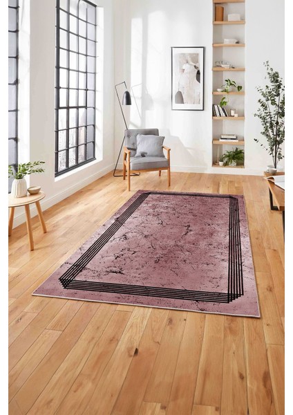 Çerçeveli Sade Mermer Desenli Yıkanabilir Kaymaz Yolluk Mutfak Salon Halısı, Çerçeveli-105-Bordo, fırsatları
