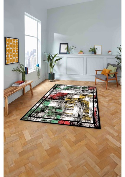 Çerçeveli Modern Dijital Baskılı Yıkanabilir Kaymaz Yolluk Mutfak Salon Halısı, Çerçeveli-77-Renkli, modelleri