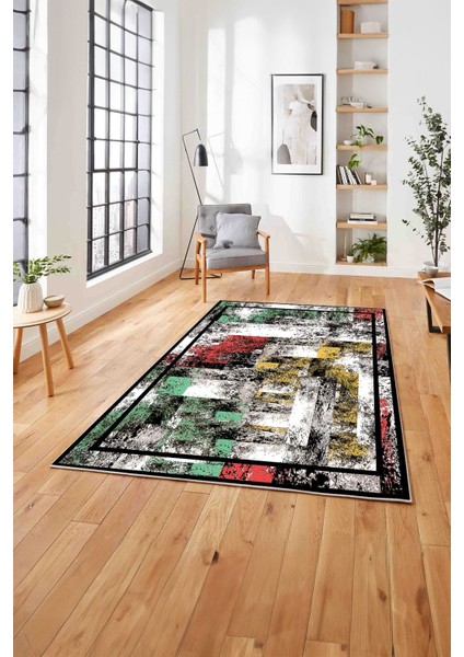 Çerçeveli Modern Dijital Baskılı Yıkanabilir Kaymaz Yolluk Mutfak Salon Halısı, Çerçeveli-77-Renkli, fırsatları