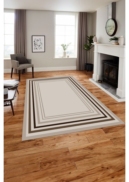 Çerçeveli Modern Dijital Baskılı Yıkanabilir Kaymaz Yolluk Mutfak Salon Halısı, Çerçeveli-78-Kahve, fiyatları