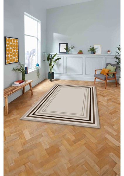 Çerçeveli Modern Dijital Baskılı Yıkanabilir Kaymaz Yolluk Mutfak Salon Halısı, Çerçeveli-78-Kahve, modelleri