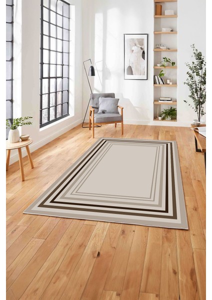 Çerçeveli Modern Dijital Baskılı Yıkanabilir Kaymaz Yolluk Mutfak Salon Halısı, Çerçeveli-78-Kahve, fırsatları