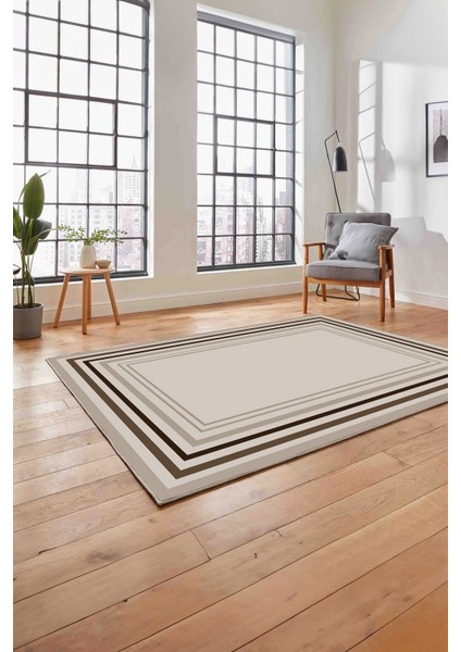 Çerçeveli Modern Dijital Baskılı Yıkanabilir Kaymaz Yolluk Mutfak Salon Halısı, Çerçeveli-78-Kahve, indirimleri