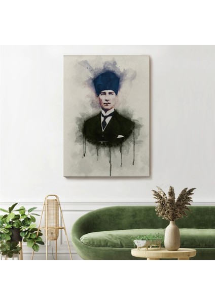 - Atatürk Portre Tablosu Mustafa Kemal Atatürk Dikdörtgen Dekoratif Kanvas Tablo-Cz-77