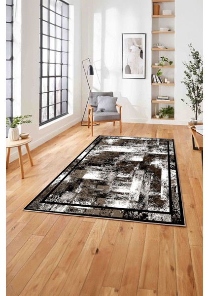 Çerçeveli Modern Dijital Baskılı Yıkanabilir Kaymaz Yolluk Mutfak Salon Halısı, Çerçeveli-77-Kahve, fırsatları