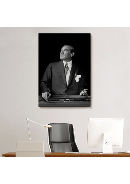 - Atatürk Portre Tablosu Mustafa Kemal Atatürk Dikdörtgen Dekoratif Kanvas Tablo-Dı-86