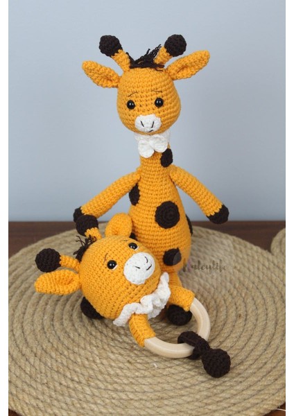 Amigurumi Zürafa Bebek ve Çıngırak Diş Kaşıyıcı