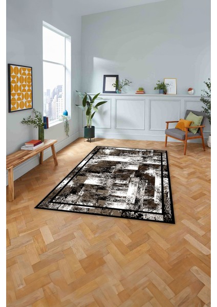 Çerçeveli Modern Dijital Baskılı Yıkanabilir Kaymaz Yolluk Mutfak Salon Halısı, Çerçeveli-77-Kahve, modelleri