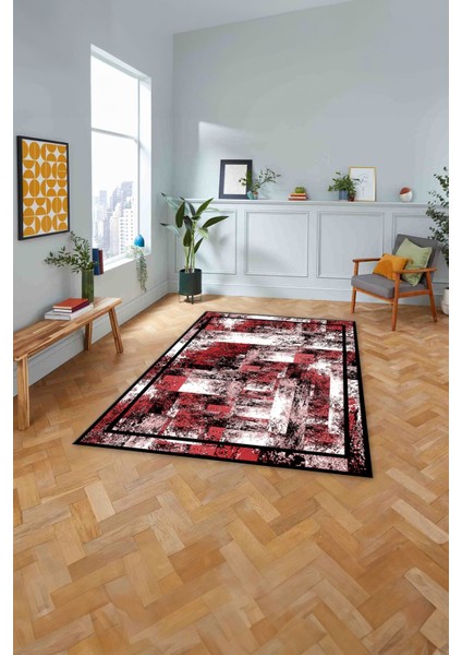 Çerçeveli Modern Dijital Baskılı Yıkanabilir Kaymaz Yolluk Mutfak Salon Halısı,Çerçeveli-77-Kırmızı, modelleri