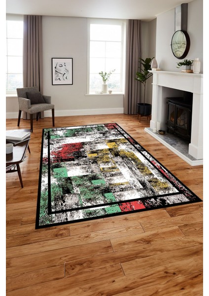 Çerçeveli Modern Dijital Baskılı Yıkanabilir Kaymaz Yolluk Mutfak Salon Halısı, Çerçeveli-77-Renkli, fiyatları