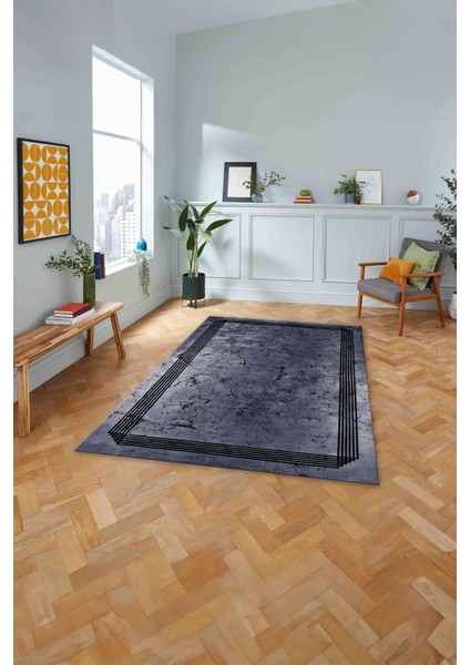 Çerçeveli Sade Mermer Desenli Yıkanabilir Kaymaz Yolluk Mutfak Salon Halısı, Çerçeveli-105-Lacivert, modelleri