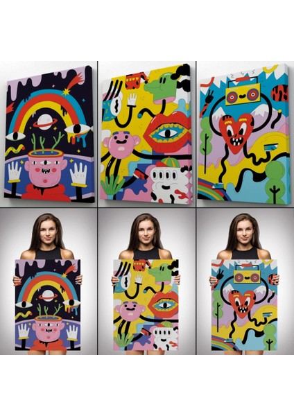 - Eylenceli Genç Odası Dekoratif Duvar Tablosu Üçlü SET-EÖ-114 modelleri