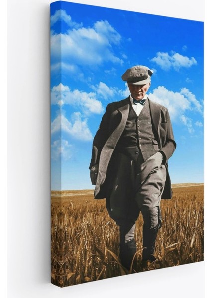 - Atatürk Portre Tablosu Mustafa Kemal Atatürk Dikdörtgen Dekoratif Kanvas TABLO-FE-129