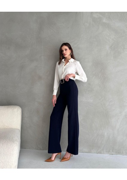 Kadın Bella Kaplama Kemerli Likralı Palazzo Pantolon fiyatları