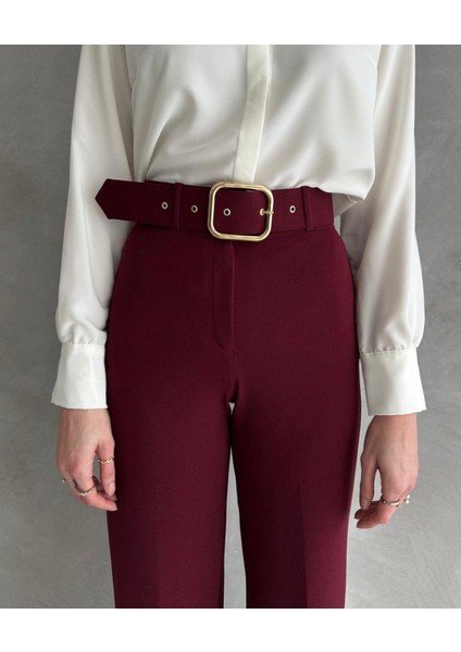 Kadın Bella Kaplama Kemerli Likralı Palazzo Pantolon fiyatları