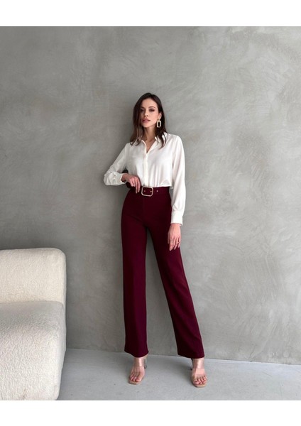 Kadın Bella Kaplama Kemerli Likralı Palazzo Pantolon modelleri