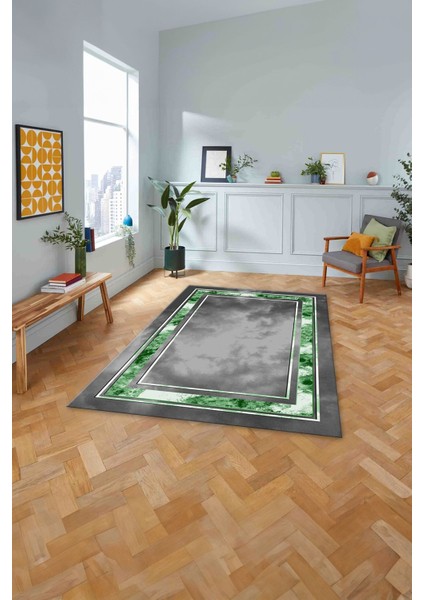Çerçeveli Modern Dijital Baskılı Yıkanabilir Kaymaz Yolluk Mutfak Salon Halısı, Çerçeveli-117-Yeşil, modelleri