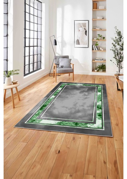 Çerçeveli Modern Dijital Baskılı Yıkanabilir Kaymaz Yolluk Mutfak Salon Halısı, Çerçeveli-117-Yeşil, fırsatları