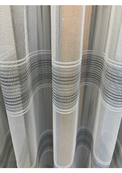 Siyah Gri Desenli Simli Tül Perde Sık Pile modelleri