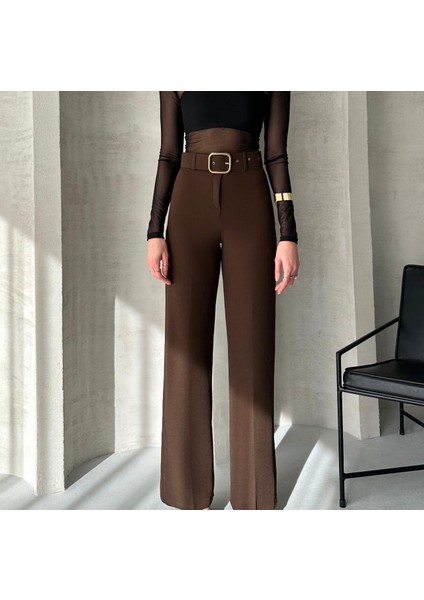 Kadın Bella Kaplama Kemerli Likralı Palazzo Pantolon fiyatları