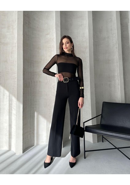 Kadın Bella Kaplama Kemerli Likralı Palazzo Pantolon fiyatları