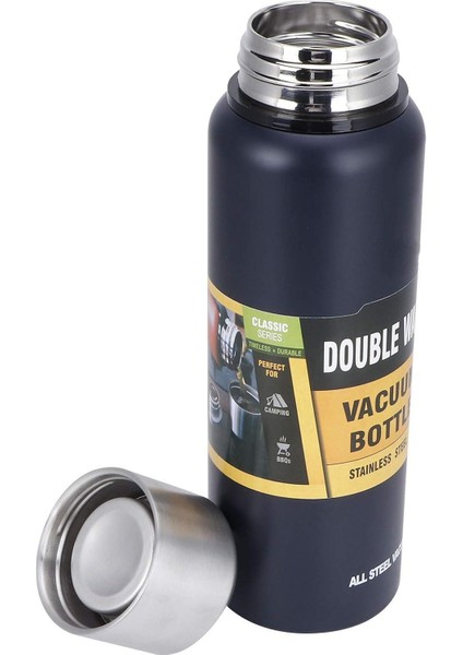 304 L Çelik 750 ml Vakumlu Lacivert Kamp ve Piknik Termosu