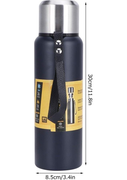 304 L Çelik 750 ml Vakumlu Lacivert Kamp ve Piknik Termosu