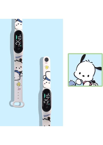 Pochacco Sevimli Köpek Dijital LED Çocuk ve Yetişkin Kol Saat Doğum Günü Karne Okul