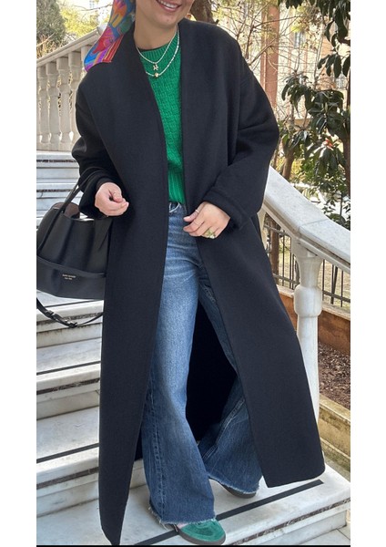 Kadın Siyah Uzun Kaban fırsatları
