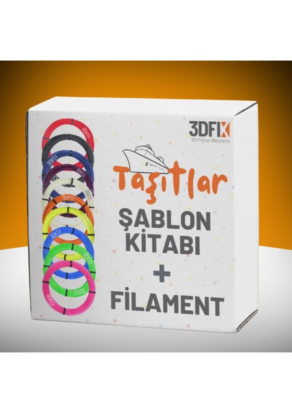 3D Kalem Taşıtlar Tema Seti - (Kalemsiz) - (Filament + Şablon Kitabı)