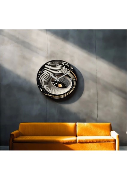 Marsilyan- Dekoratif 3D Baskı Geometrik Desen Yuvarlak Duvar Saati -69