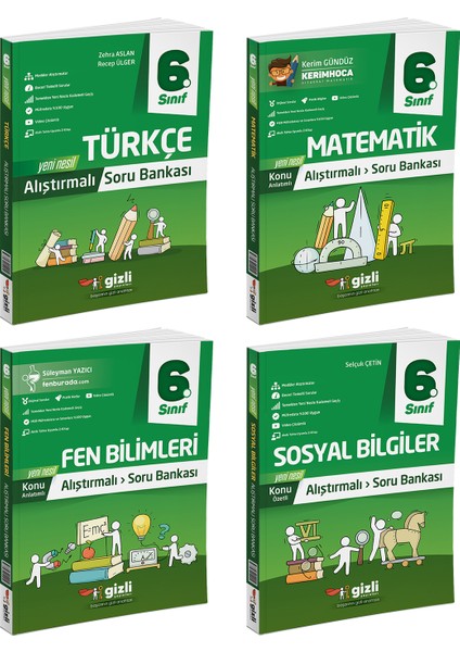 6. Sınıf Alıştırmalı Soru Bankaları Dörtlü Set Gizli Yayınları