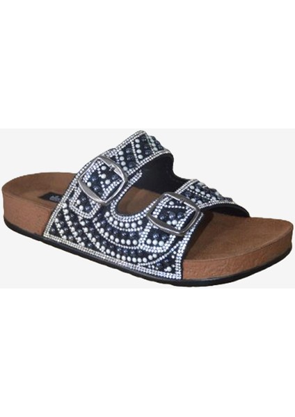 Hazel Siyah Çift Bantlı Comfort Boncuk Aksesuarlı Terlik fiyatları
