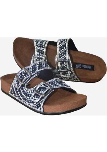 Hazel Siyah Çift Bantlı Comfort Boncuk Aksesuarlı Terlik fırsatları