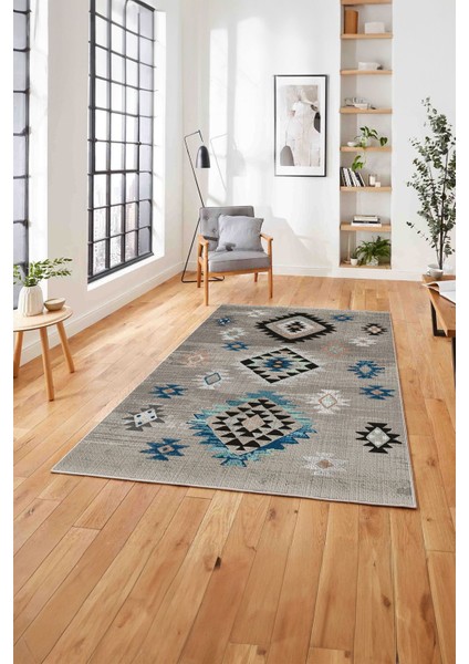 Baskılı Etnik Geleneksel Model Yıkanabilir Kaymaz Yolluk Mutfak Salon Halısı, Etnik-21-Krem,