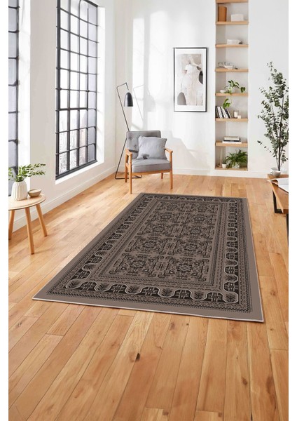 Etnik Afgan Desen Dijital Baskılı Yıkanabilir Kaymaz Yolluk Mutfak Salon Halısı, Etnik-42-Vizon,