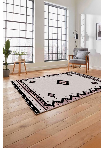 Baskılı Etnik Sade Model Yıkanabilir Kaymaz Yolluk Mutfak Salon Halısı, Etnik-22-Pembe, fiyatları