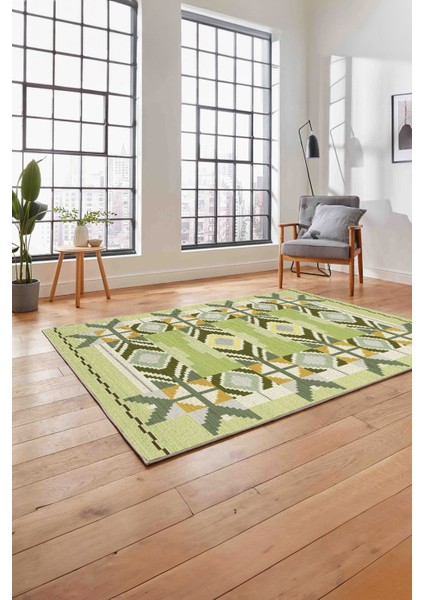 Etnik Modern Dijital Baskı Yıkanabilir Kaymaz Yolluk Mutfak Salon Halısı, Etnik-27-Yeşil,